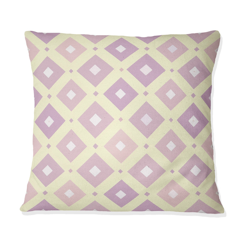Motif lombaire géométrique rose et beige lilas, H 16 po x l 16 po, Carrée