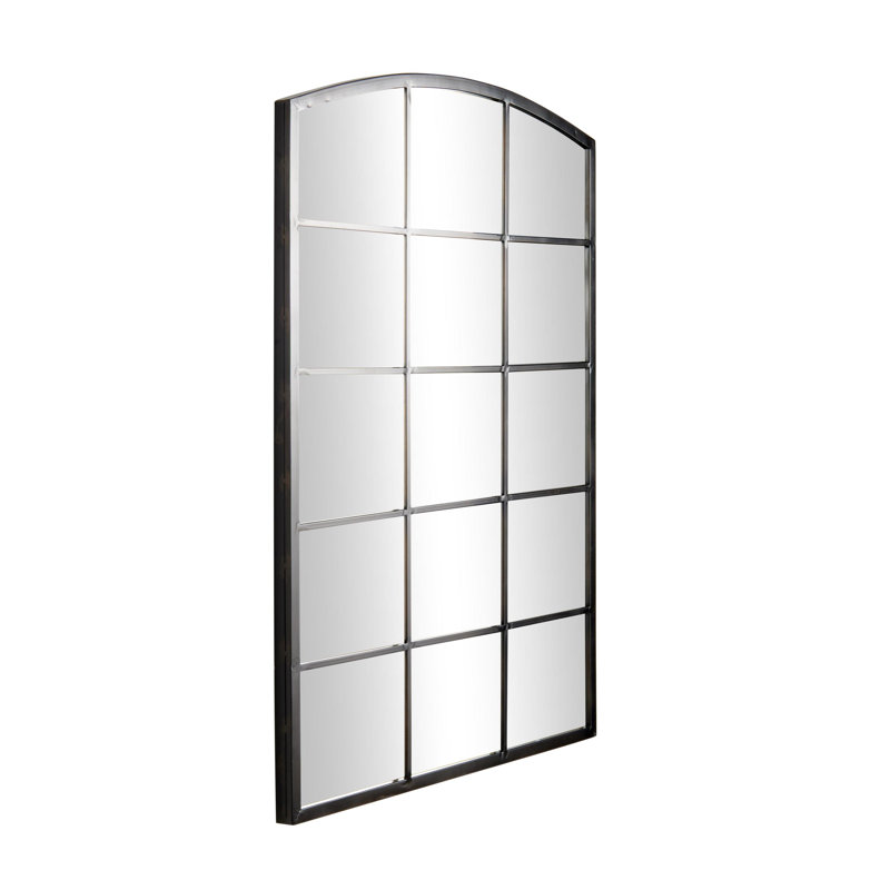 Haider Glass and Metal Arched Window Pane Inspired Wall Mirror