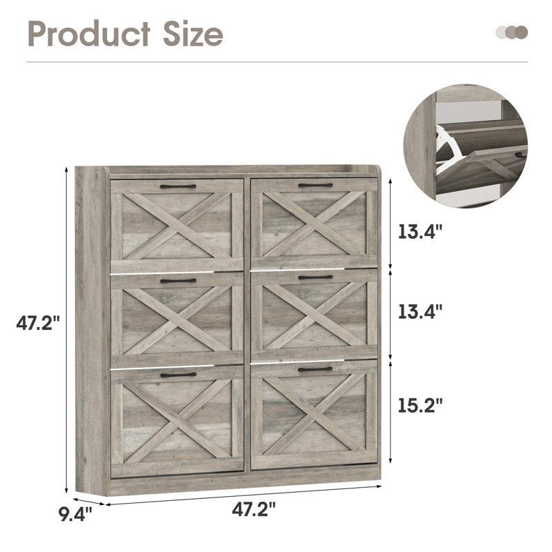 Large Shoe Storage Cabinet, Grey