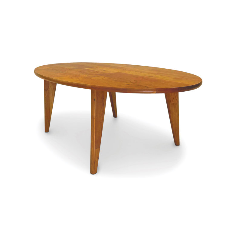 Sage Oval Coffee Table With Wood Legs, 18" H x 48" L x 28" W