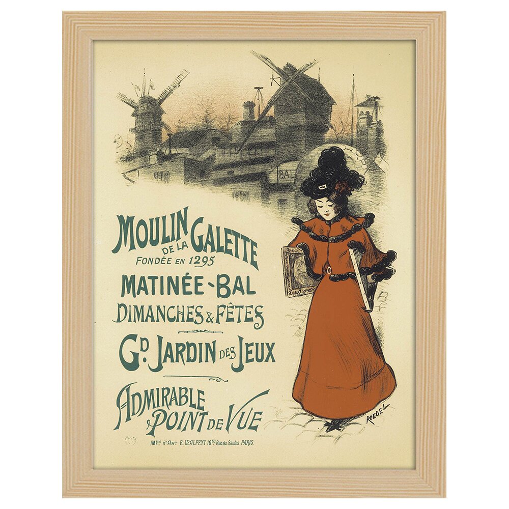 Leinwandbild Vintage Artistic Poster Moulin De La Galette