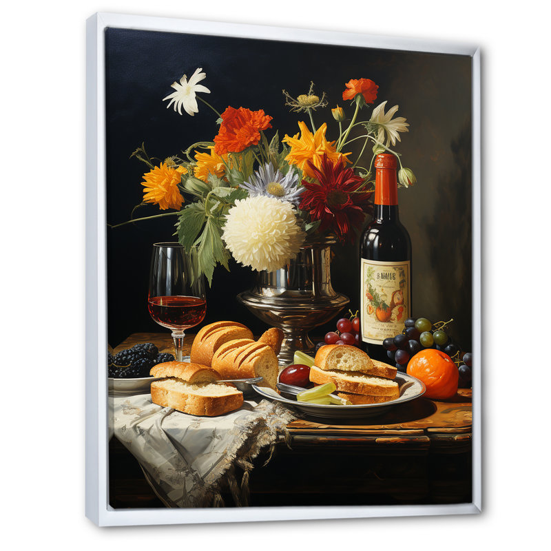 Nature, table à manger pique-nique - pique-nique, art mural, impressions sur toile, Cadre flottant blanc