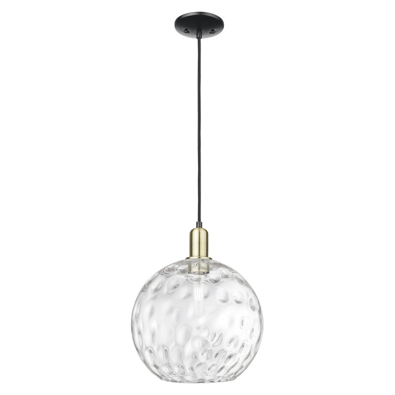 Mini-luminaire suspendu 1 lumière Arcadia, Laiton antique noir, H 10,5 po x l 12 po x P 12 po