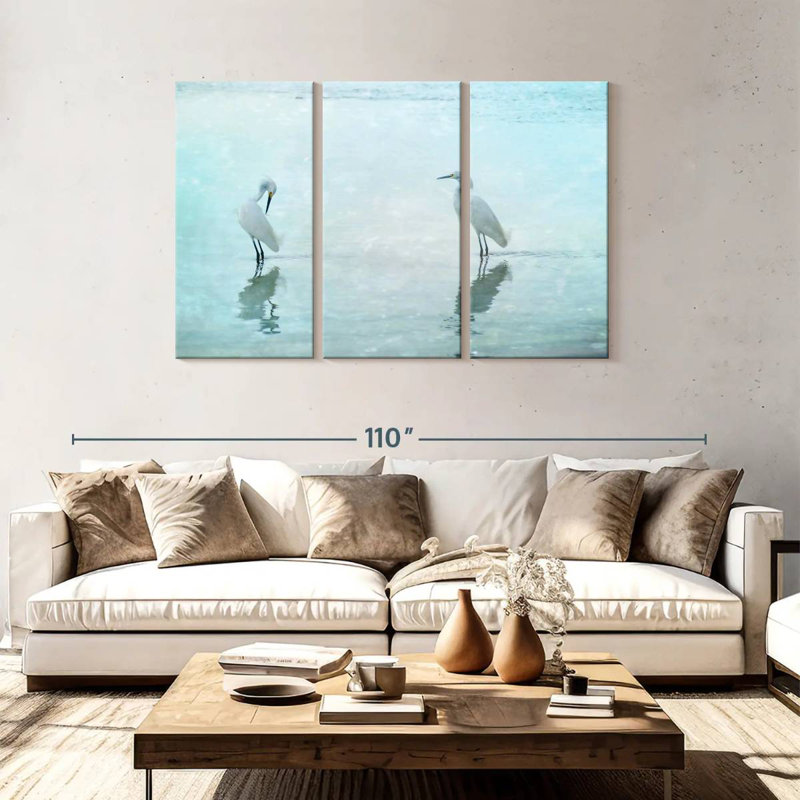 Brampt White Cranes, 48" H x 74" W