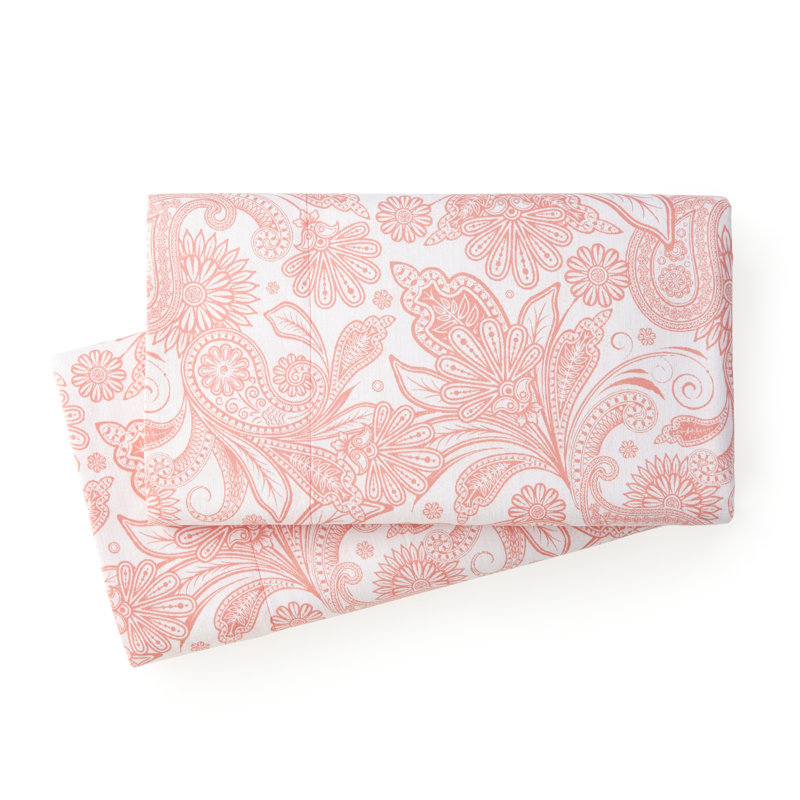 Housse de coussin en microfibre Paisley, Taie d'oreiller standard / grand lit, Brume corail