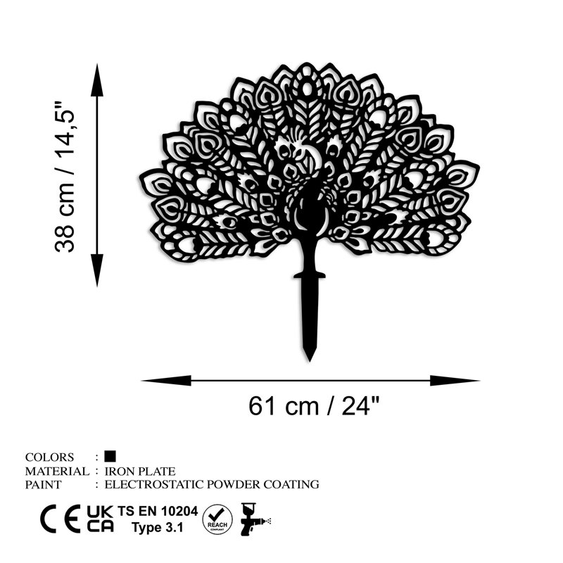Carolene Metal Garden Stake, Black