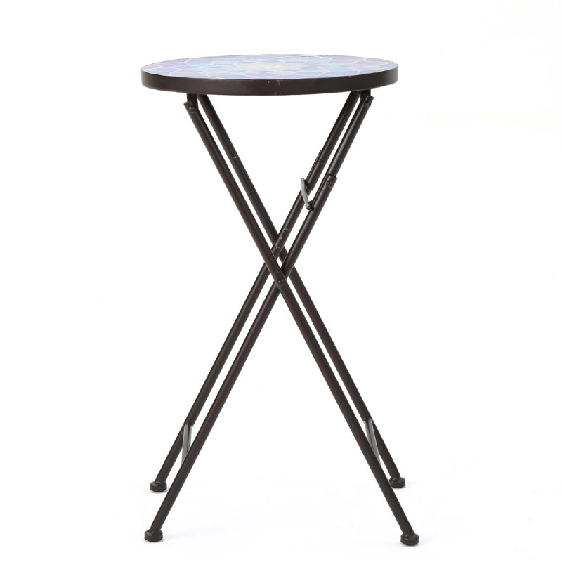 Table d'appoint pliante Rubicon, Blanc / Bleu
