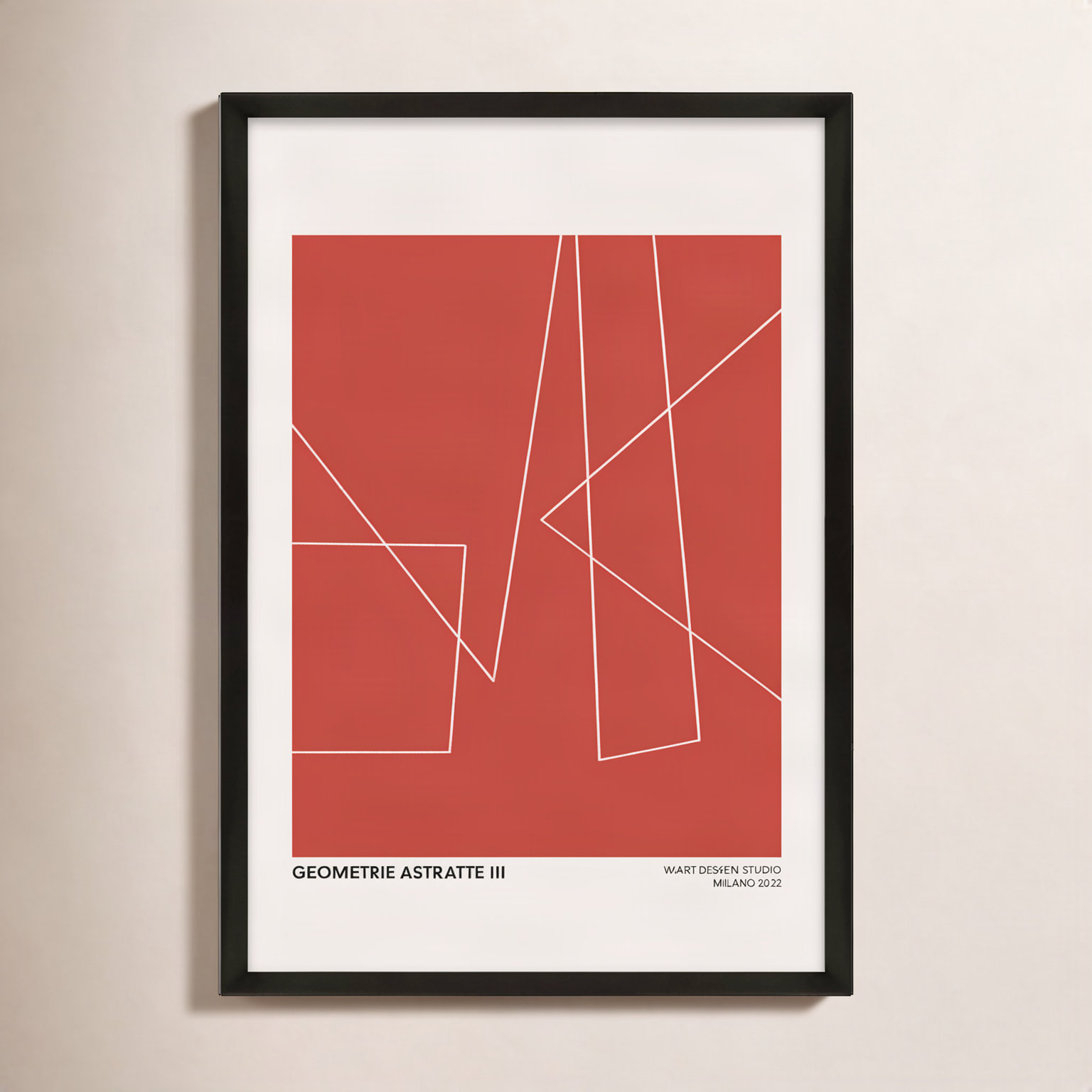 Geometric Abstraction In Red by Romina Gadler, Black, 20" H x 14" W x 1.25" D