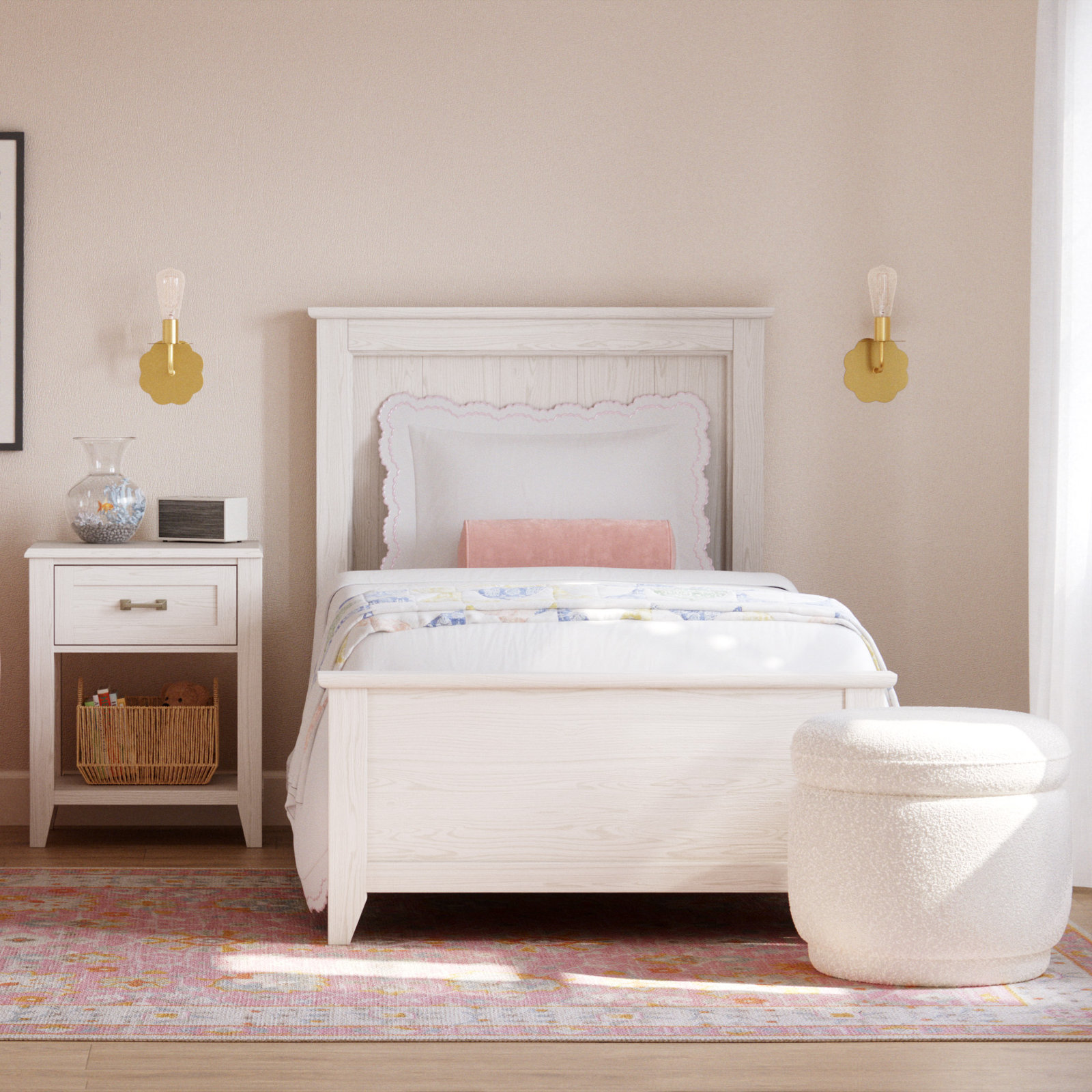 August Complete Panel Bed With LED Light, Twin