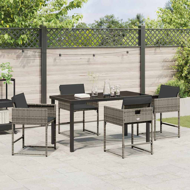 Garden Dining Set 5 Pcs Poly Rattan, Grey, Light Grey