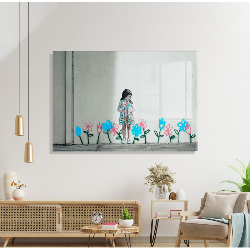 Superbe peinture sur verre trempé Banksy de 27,6 po x 39,4 po | 100% verre trempé, épaisseur: 0,16 pouce | Art mural élégant pour la décoration intérieure | Design contemporain unique, parfait pour les salons et les bureaux