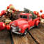 Figurine camionnette avec arbre de Noël
