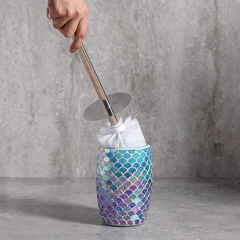 Blue Toilet Bowl Brush And Holder Set,Durability And Long-Lasting,Blue