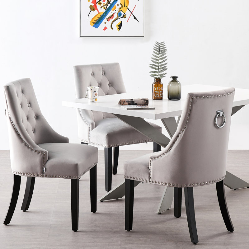 Scott Upholstered Dining Chair, Light Grey, 6