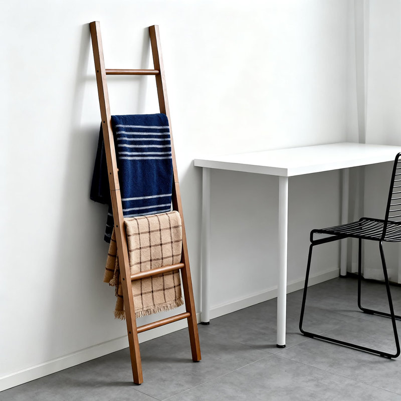 Échelle de couverture en bois massif pour décor de ferme, porte-serviette rustique et courtepointe fabriqué à la main, organisateur de rangement multifonctionnel pour le salon, la chambre à coucher et la salle de bain