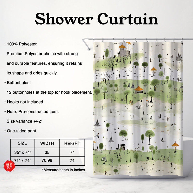 Rideaux de douche Rainy Day Greens - Premium, H 74 po x l 71 po