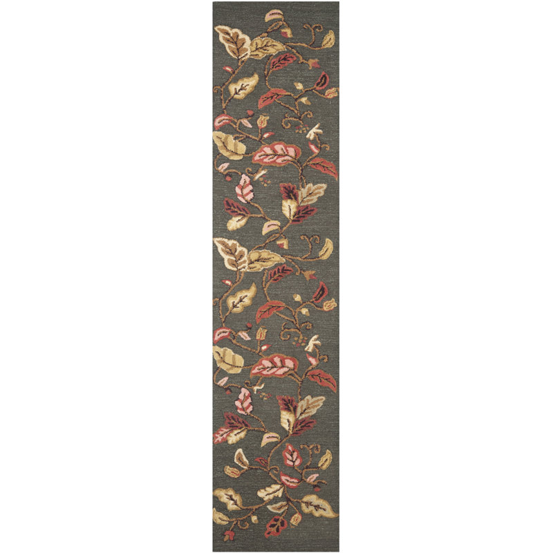 Tapis en laine / viscose touffeté à la main Coreatha Martha Stewart noir Francesca, Tapis de couloir 2 pi 3 po x 10 pi