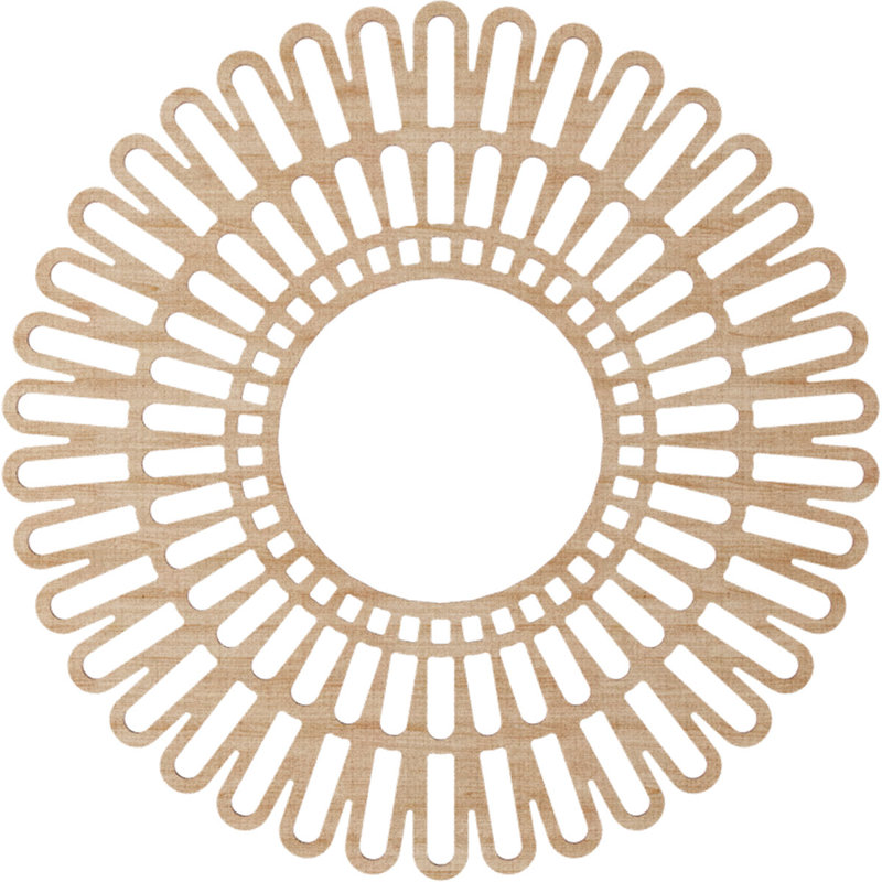 Médaillon de plafond en bois ajouré 40 po x H 14 7/8 po x T 1/4 po, H 30 po x l 30 po x P 0,25 po, Aulne