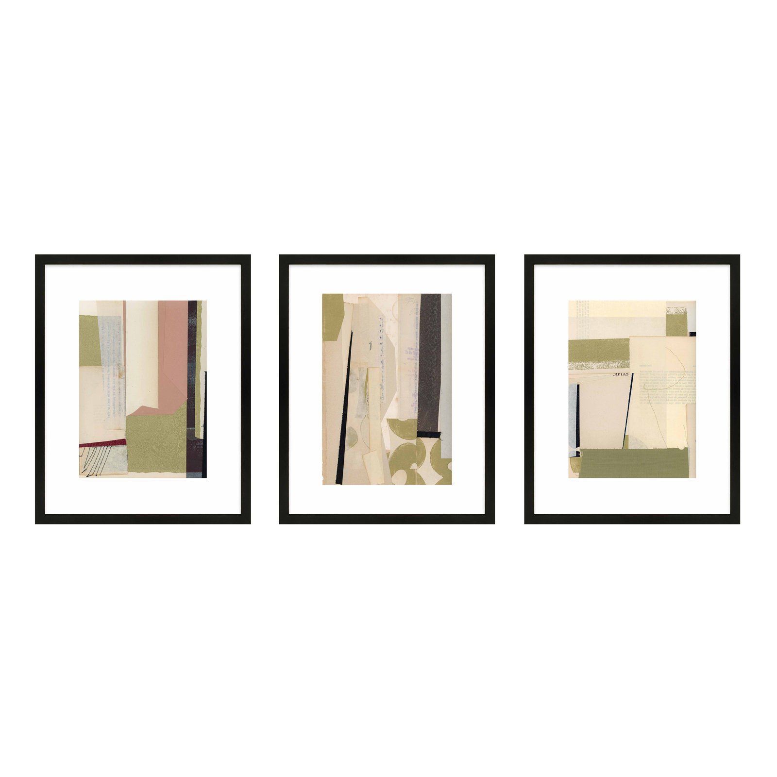 Again in Green 3-Piece Print Set, 20" H x 16" W, Black