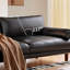 Canapé modulaire noir en cuir véritable-129159980