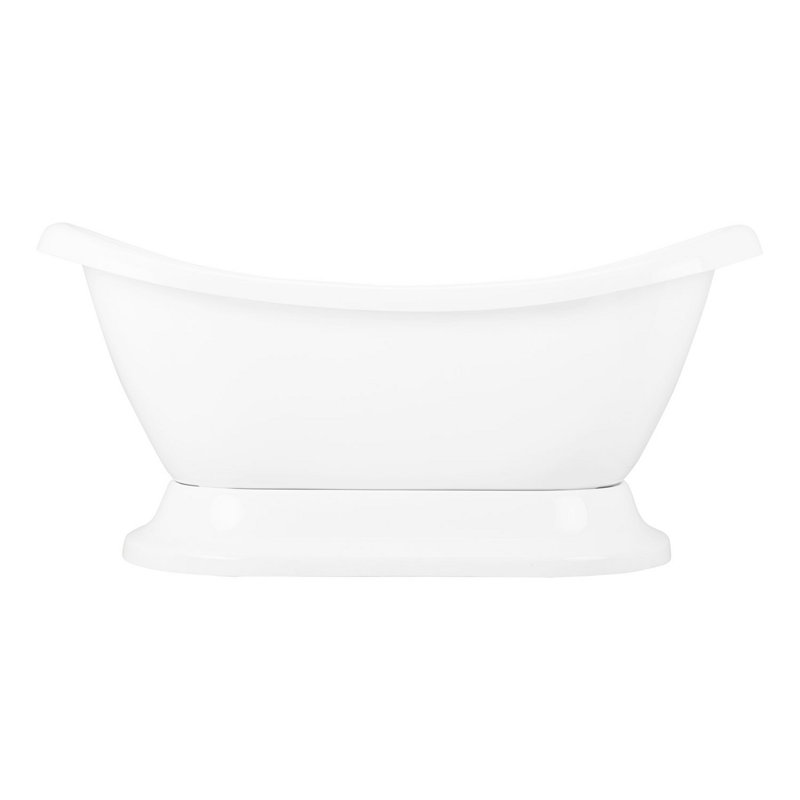 Rosalind 63" Acrylic Pedestal Soaking Tub with Pre-Drilled Overflow Hole and Rolled Rim - Less Drain