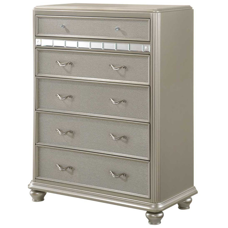Dailynn 41'' W 5 - Drawer Dresser, Platinum