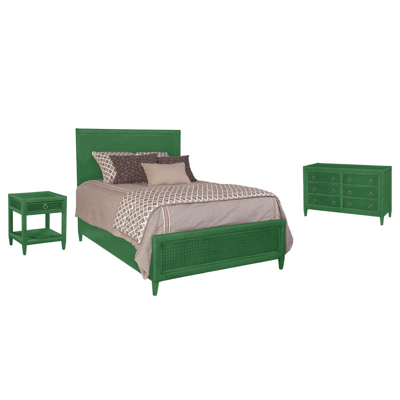 Naples Platform 3 Piece Bedroom Set, Twin, Pacific, 5 Pcs. Bed, Nightstand, 2 Dressers, Mirror