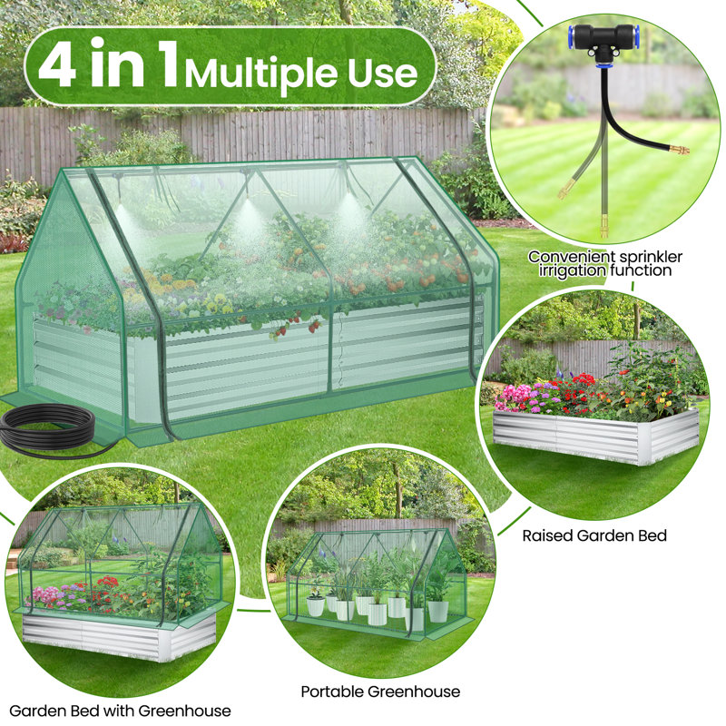 Ensemble de jardin surélevé galvanisé 6 x 3 x 1 pi Denishia