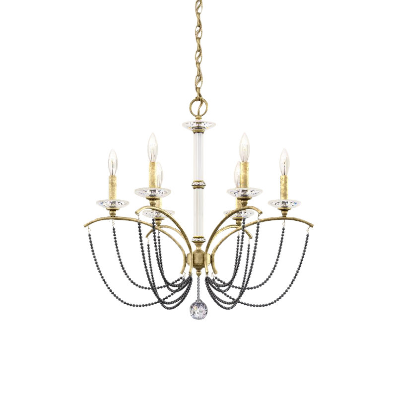 Priscilla 6 - Light Chandelier, Heirloom Silverr/Dark Gray Pearl