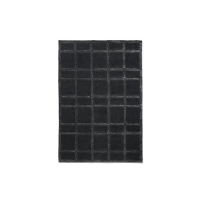 Plaid Area Rug in Black