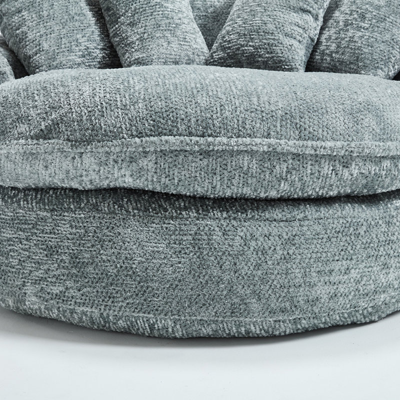 Fauteuil rond surdimensionné de 55 pouces, Bleu gris