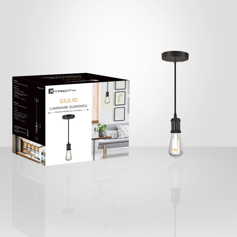 Luminaire suspendu 1 lumière à une ampoule Giulio, Noir