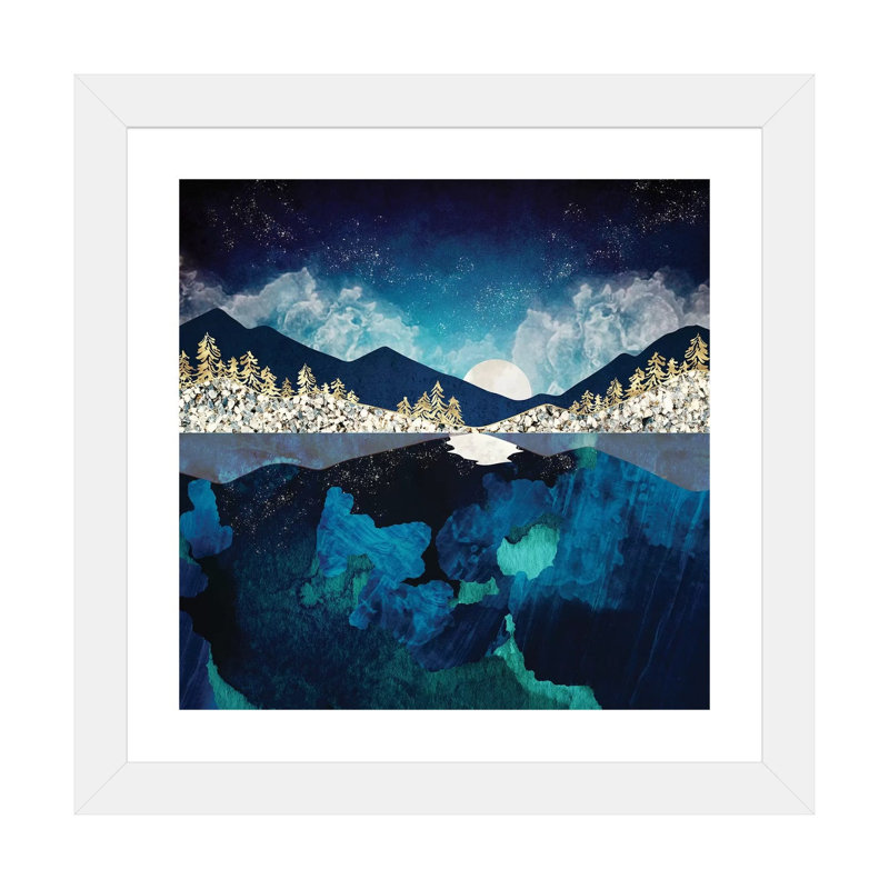 «Midnight Water», reproduction d'impression, H 16 po x l 16 po x p 1 po, Blanc, Papier encadré blanc