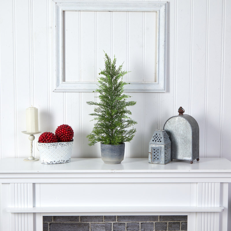 27'' Faux Cedar Tree in Cement Planter