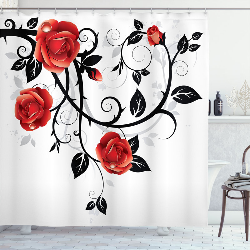 Shower Curtain with Hooks Included, 69" H x 105" W