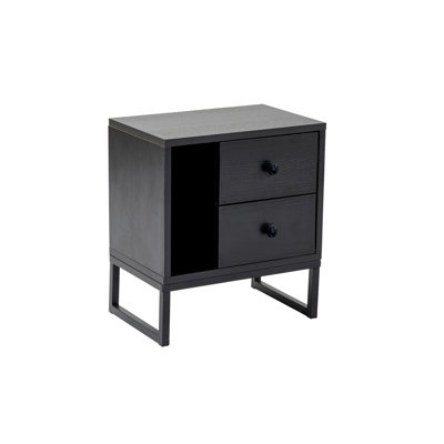 Table de chevet moderne noire avec pieds en métal, 17,7 po x 19,7 po x 11,8 po | 100% panneau de particules enduit de mélamine, épaisseur: 0,7 pouce | Conception élégante pour la chambre à coucher et le salon, solution de rangement élégante et fonctionnelle