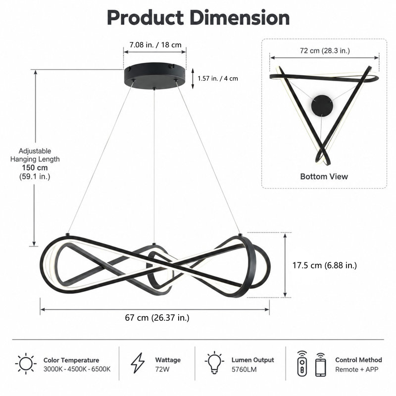 1 - Light Dimmable Unique/Statement LED Pendant