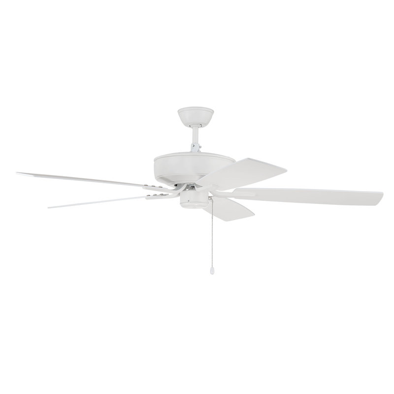 52'' Ceiling Fan, White With Beige Blades
