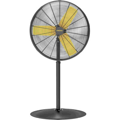 30 in. 3 Fan Speeds Commercial/Industrial Pedestal Fan in Black with 9000 CFM, Adjustable Height, 75° Oscillating.