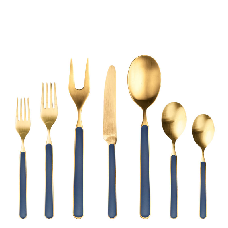 Fantasia Ice Gold Flatware Set - 32 Pieces - Cobalt, Cobalt