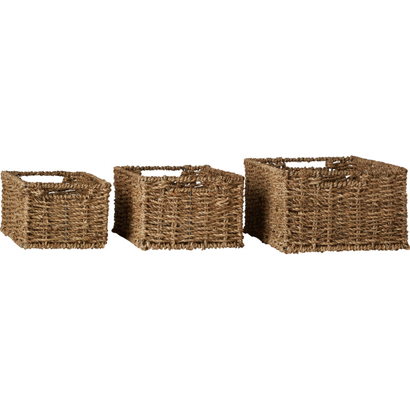 Seagrass Rattan 3 Piece Storage Basket Set