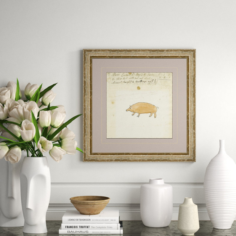 Pig - Mennonite Ledger Drawing Giclee Print by Soicher Marin Archives