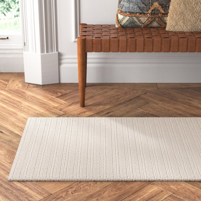 Tapis rayé ivoire fait à la main Kells