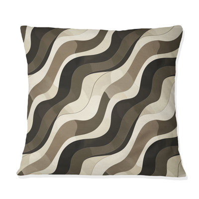 Coussin beige beige Midcentury Wave Lines II - Midcentury