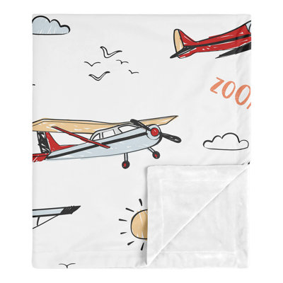 Couverture pour bébé rouge et bleue en polyester