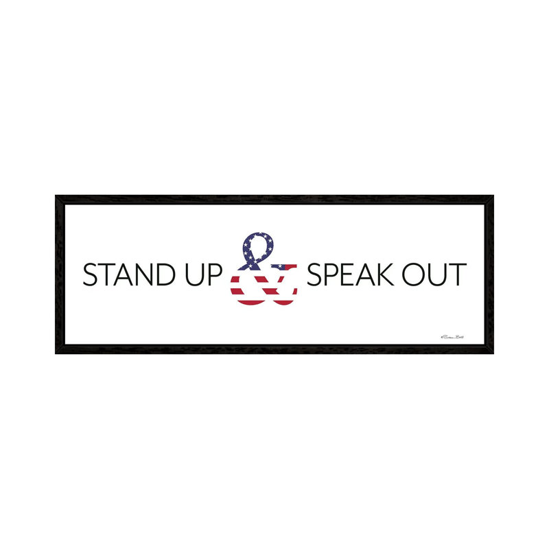 Stand Up and Speak Out 1 Piece Panoramic Wall Art on Canvas, 30.48 cm H x 91.44 cm W, Black Framed