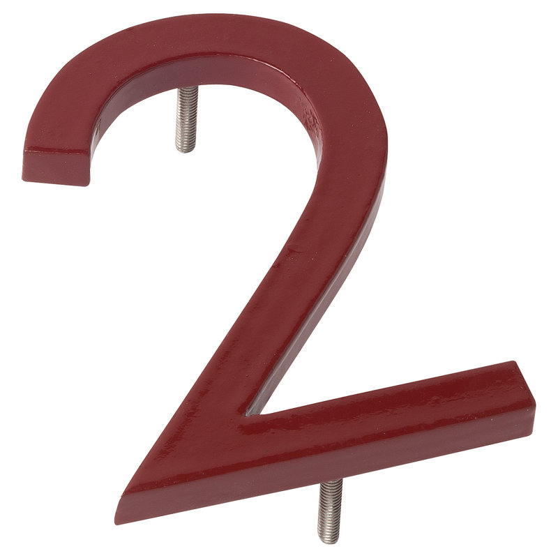Numéro de maison à fixation flottante 6 po, 2, Rouge brique