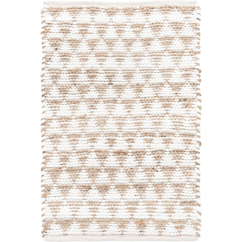 Tapis brun / beige en jute / coton tissé à plat à la main Anner, Rectangle 2 pi x 3 pi 1 po