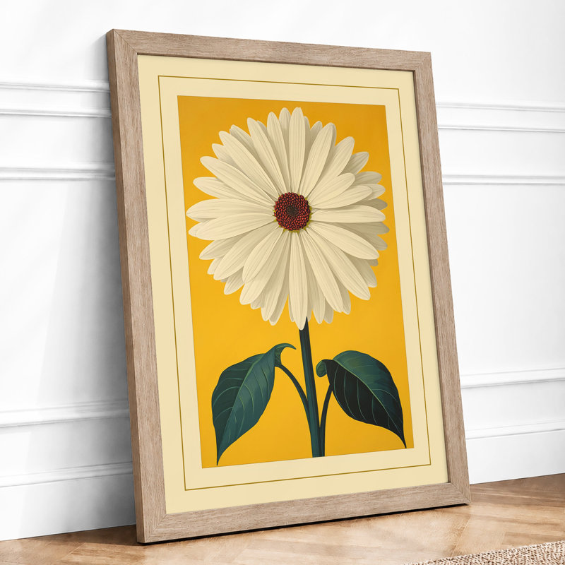 Golden Daisy Botanical - Framed Print, Oak, A4 - 29.7 x 21.0 cm