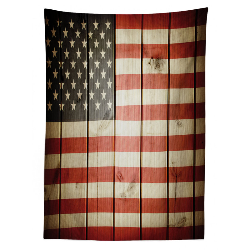American Flag Dining Room Kitchen Tablecloth, 90" L x 60" W
